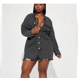 Fashion Nova Charcoal Denim Romper